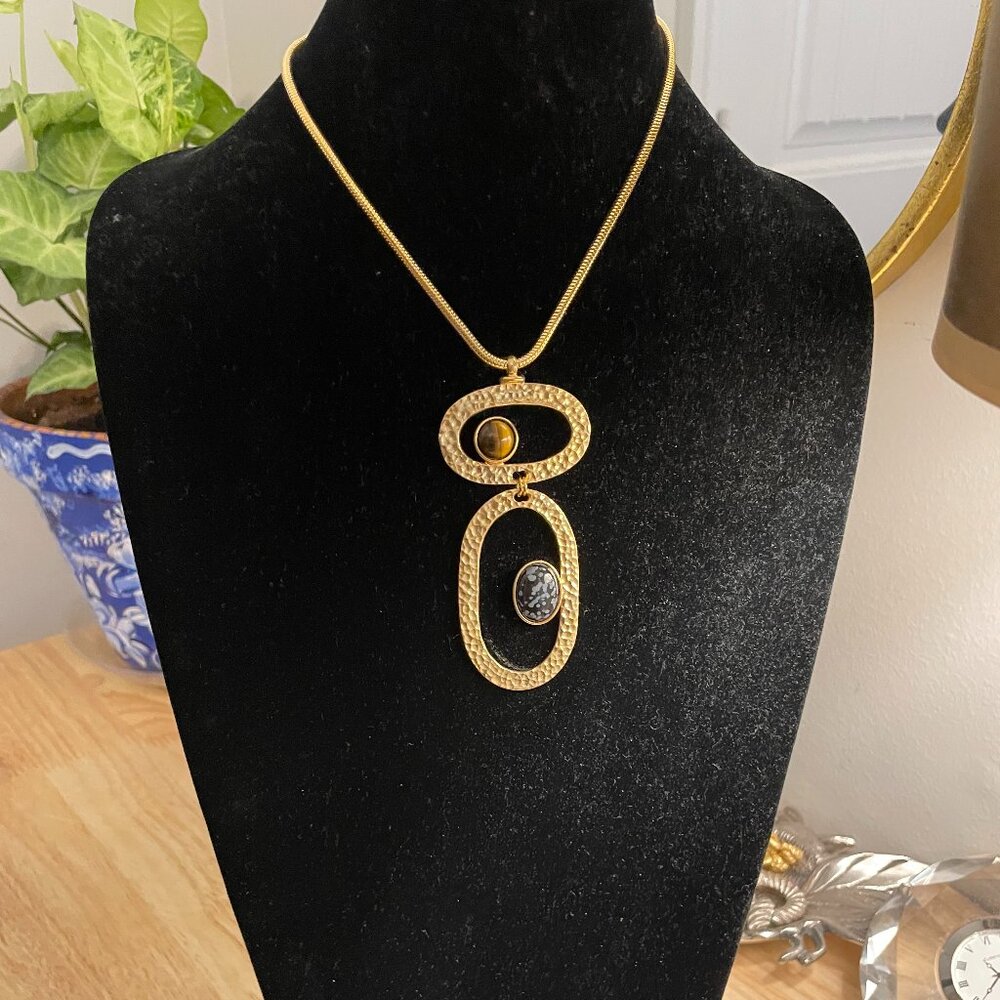 BEN AMUN Sculpture Garden Balance Pendant Necklace in 24K Gold Plating New NWT